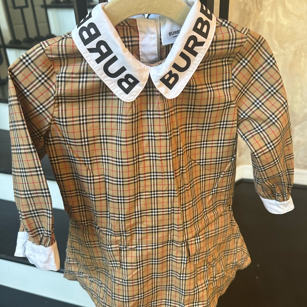 Burberry Beige and Red Plaid Dress